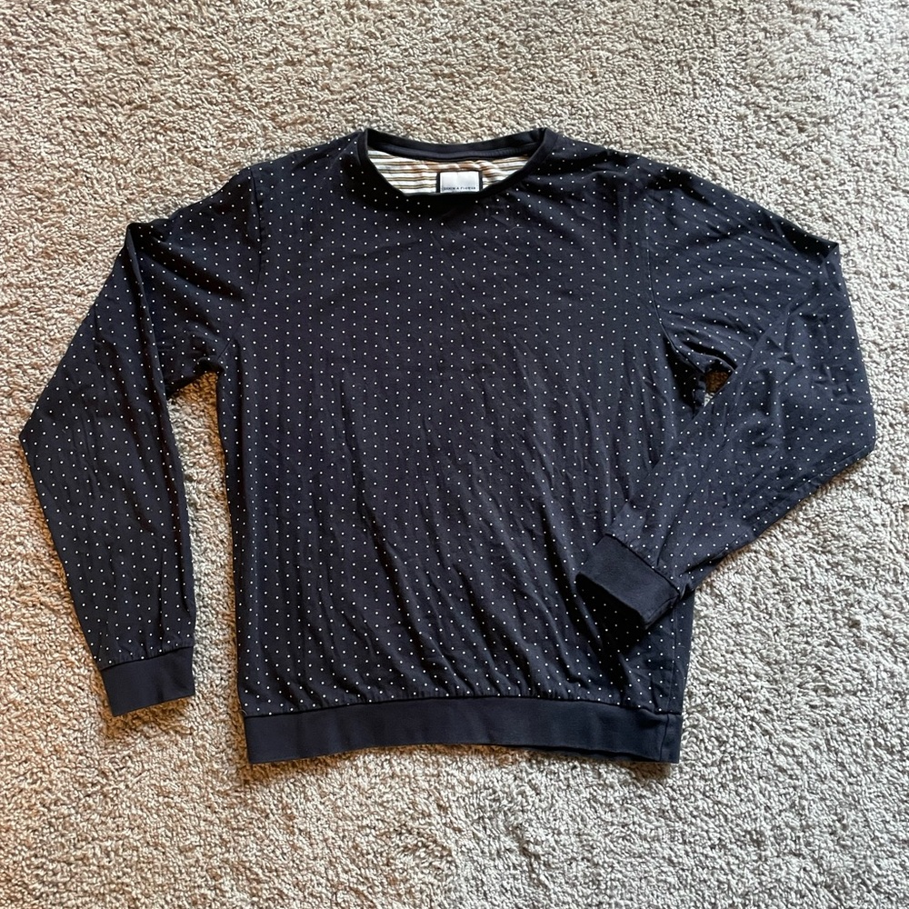 Navy polka dot crew shirt